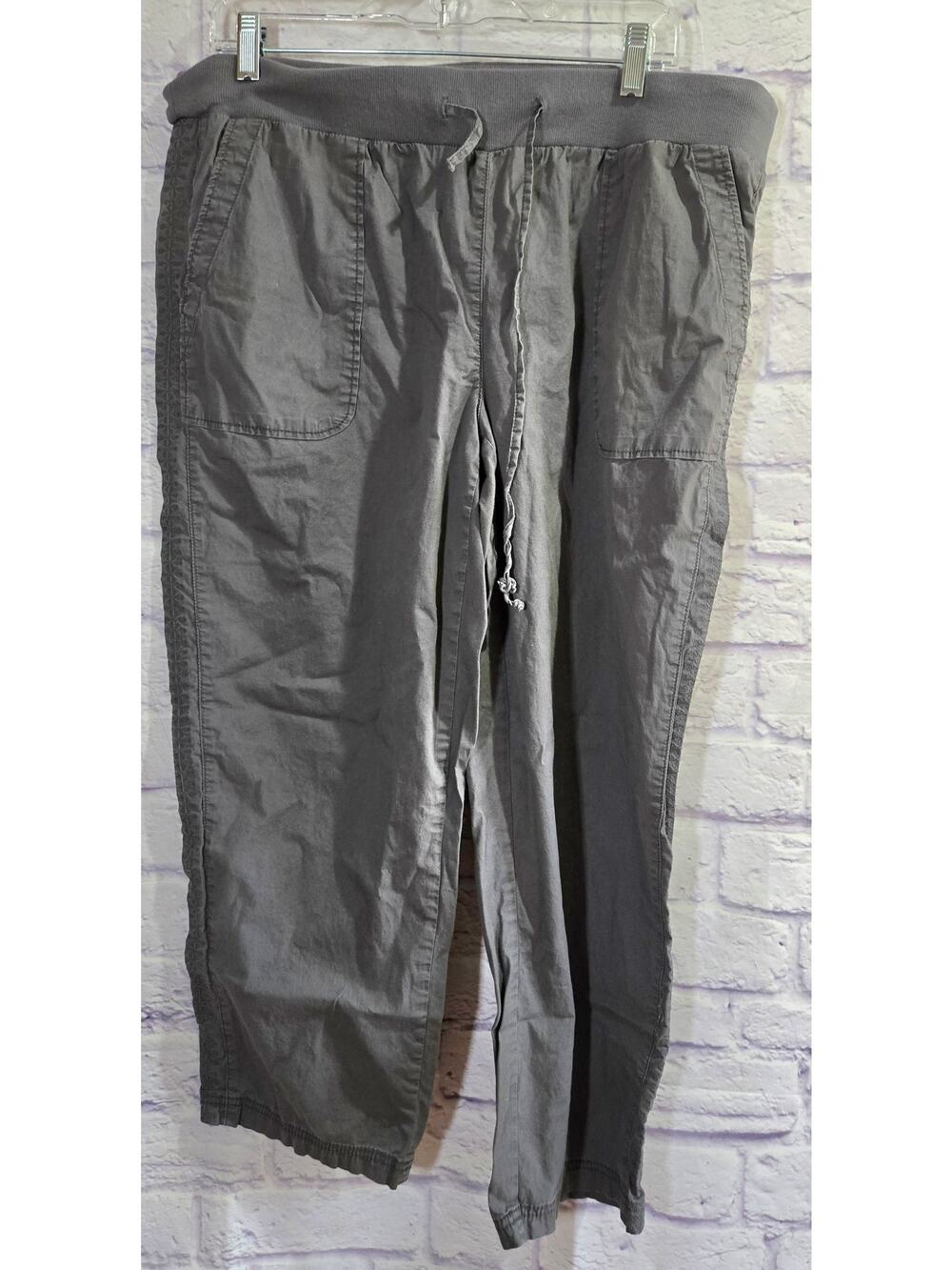 Intro Love The Fit Dark Gray Pull On Drawstring Pants 14W Plus Stretch